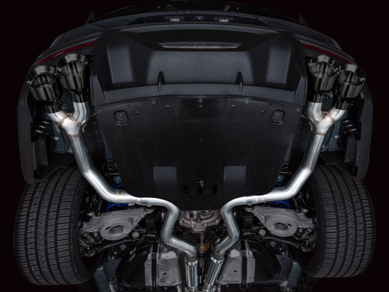 AWE 2024 Ford Mustang Dark Horse S650 RWD Track Edition Cat-Back Exhaust w/ Quad Diamond Black Tips