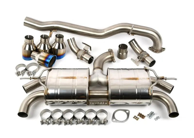 Invidia 2022+ Volkswagen Golf R MK8 76mm R400 Valved Cat Back Exhaust Rolled TI Tips