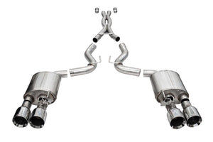 Corsa 20-22 Ford Mustang GT500 3.0in Dual Rear Exit Catback w/ Twin 5.0in Pol. Straight Cut Pro Tip