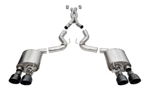 Corsa 20-22 Ford Mustang GT500 3.0in Dual Rear Exit Catback w/ Twin 5.0in Black Slash Cut Pro Tips