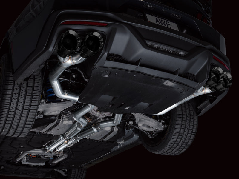 AWE 2024 Ford Mustang Dark Horse S650 RWD Track Edition Cat-Back Exhaust w/ Quad Diamond Black Tips