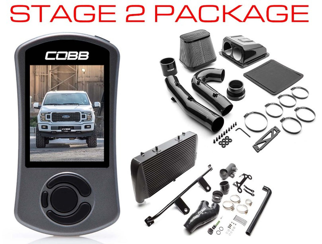 Cobb 18-20 Ford F-150 2.7L Stage 2 Redline CF Power Package - Black (Factory Loc I/C)