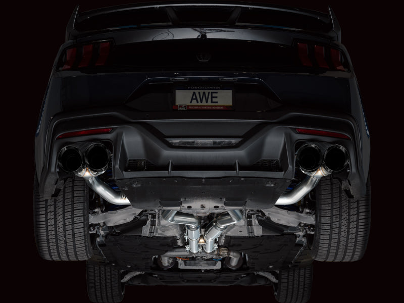 AWE 2024 Ford Mustang Dark Horse S650 RWD Track Edition Cat-Back Exhaust w/ Quad Diamond Black Tips