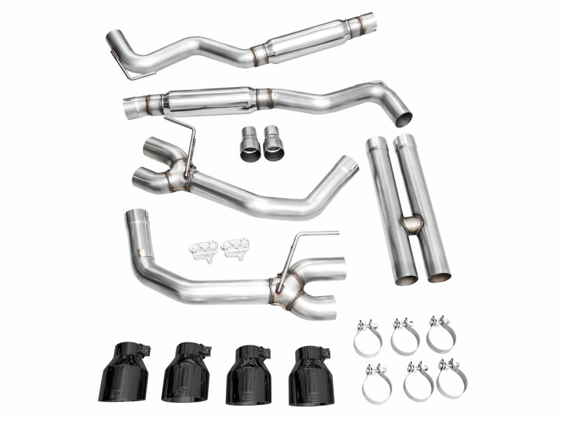 AWE 2024 Ford Mustang Dark Horse S650 RWD Track Edition Cat-Back Exhaust w/ Quad Diamond Black Tips