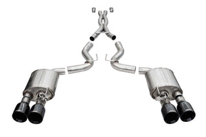 Corsa 20-22 Ford Mustang GT500 3.0in Dual Rear Exit Catback w/ Twin 5.0in Blk Straight Cut Pro Tips