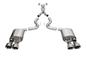 Corsa 20-22 Ford Mustang GT500 3.0in Dual Rear Exit Catback w/ Twin 5.0in Polish Slash Cut Pro Tips