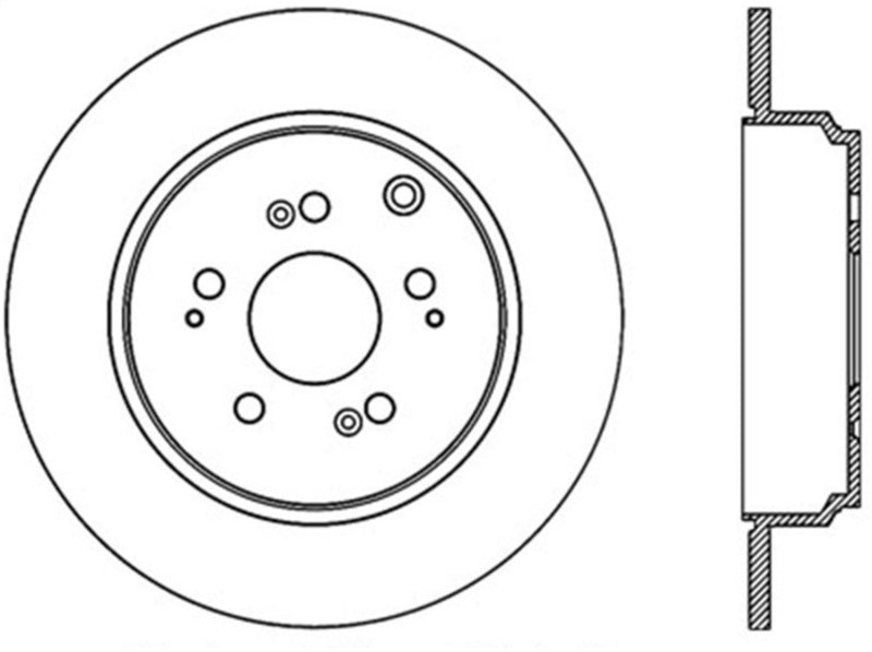 StopTech 07-13 Acura MDX / 11-14 Honda Odyssey Rear Right Slotted & Drilled Sport Cryo Brake Rotor