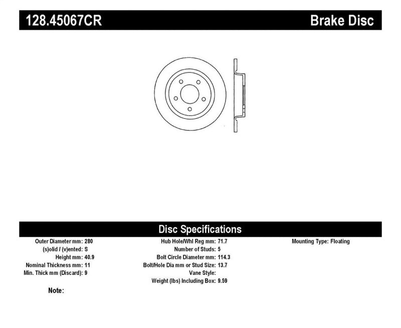 StopTech 2007-2013 Mazda 3 2.3L Cryo Drilled Right Rear Brake Rotor