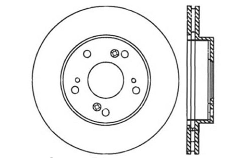 StopTech 02-06 Acura RSX (Excl. Type S) Cryo Cross Drilled Brake Rotor - Front Left