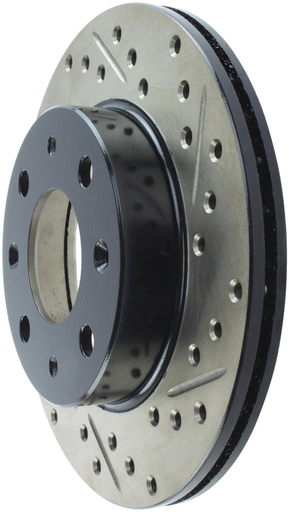 StopTech 90-91 Honda CRX HF 1.5L / 00-06 Honda Insight MIT/CVT Slotted & Drilled Left Front Rotor