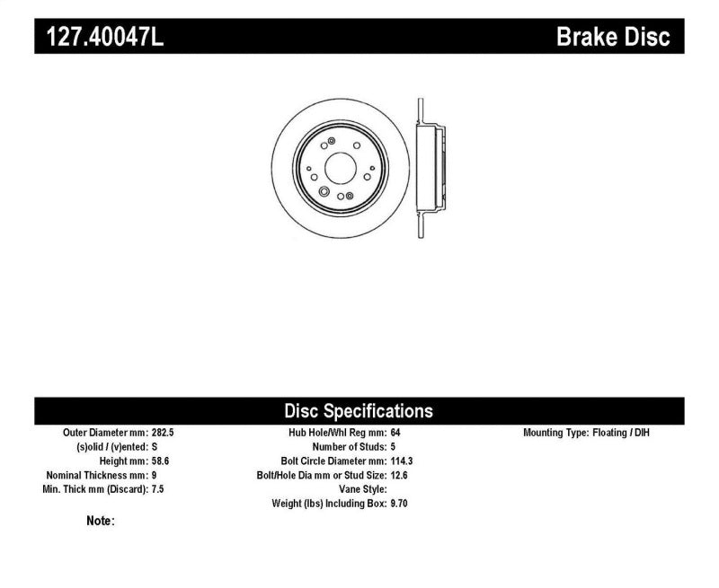 StopTech 99-03 Acura TL Slotted & Drilled Left Rear Rotor