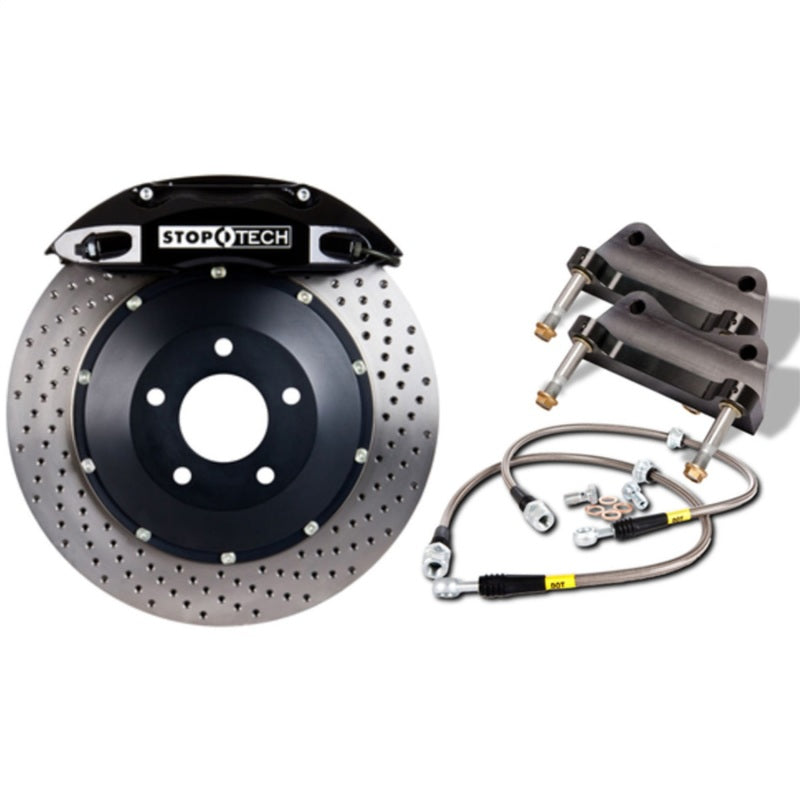 StopTech 02-06 Avalanche/99-05 Silverado Front BBK w/ Black ST-60 Calipers Drilled 380x32mm Rotors