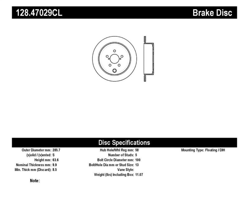 StopTech 08-14 WRX Drilled Left Rear Cryo Rotor