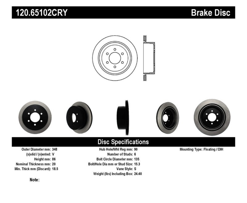 StopTech Performance 04-11 Ford F-150 Performance CryoStop Rear Brake Rotor