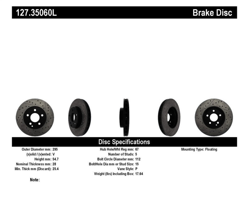 StopTech Slotted & Drilled Sport Brake Rotor