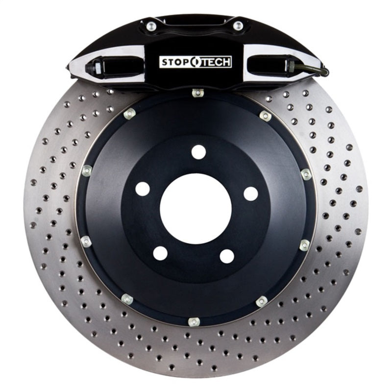 StopTech 07-12 BMW X5 Rear BBK w/ Black ST-41 Calipers Drilled 380X32 Rotors/Pads/SS Lines
