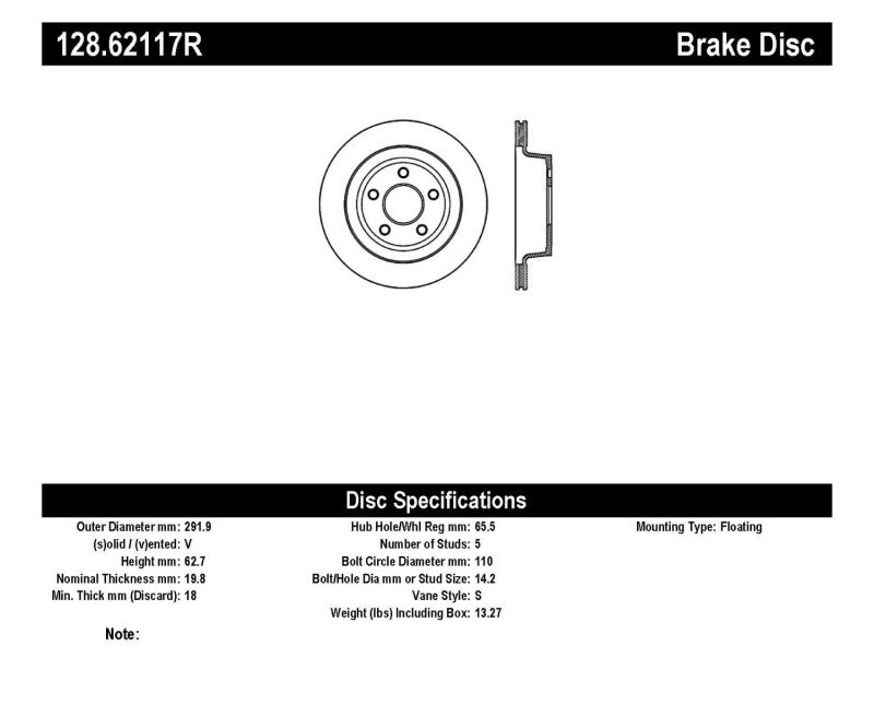 StopTech Drilled Sport Brake Rotor
