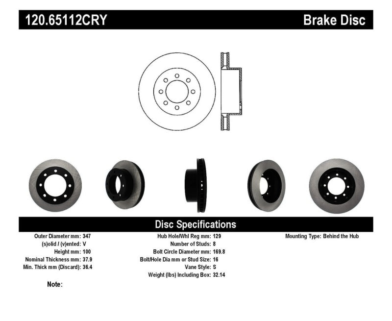 Stoptech 05-13 Ford F250 Super Duty Front Performance Cyro Brake Rotor
