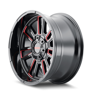 Mayhem 8115 Apollo 20x9 / 8x165.1 BP / 0mm Offset / 125.2mm Hub Black w/ Prism Red Wheel