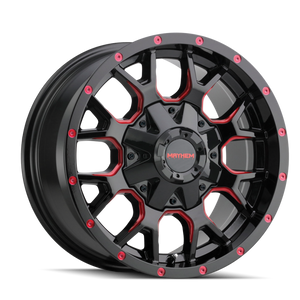 Mayhem 8015 Warrior 17x9 / 6x135 BP / 18mm Offset / 106mm Hub Black w/ Prism Red Wheel