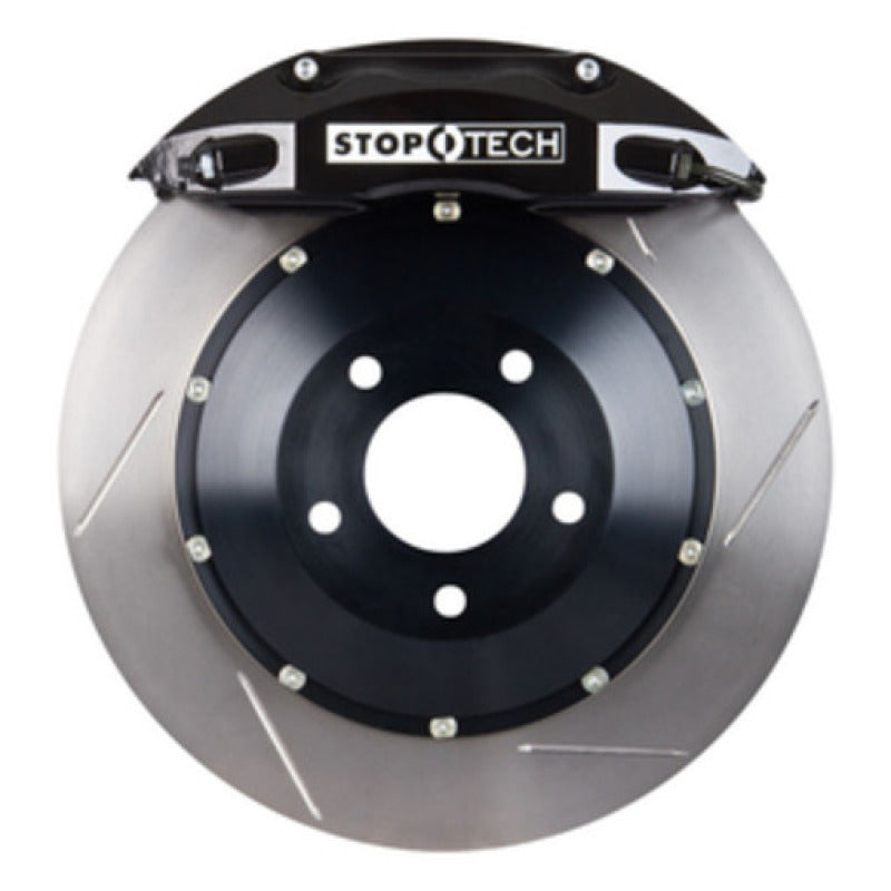 StopTech VW 12-14 Golf R Front BBK ST-40 Black Calipers 355X32 Slotted Rotors
