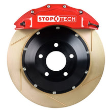 Load image into Gallery viewer, StopTech 03-06 Evo Front BBK w/ Red ST-60 Calipers Slotted Zinc 355x32mm Rotors Pads and SS Lines