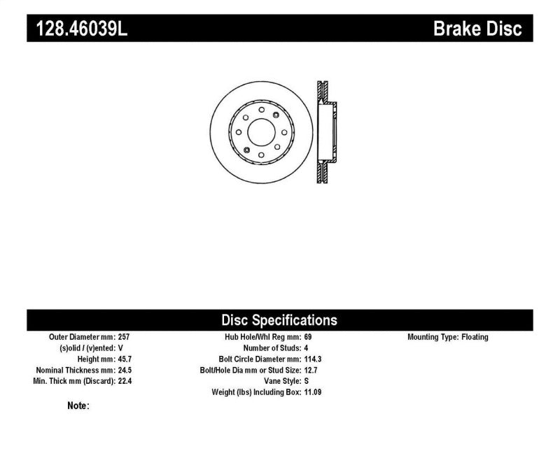 StopTech Drilled Sport Brake Rotor