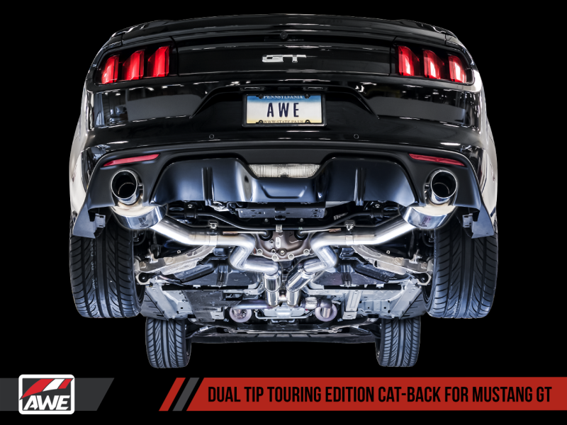 AWE Tuning S550 Mustang GT Cat-Back Exhaust - Touring Edition (Chrome Silver Tips)