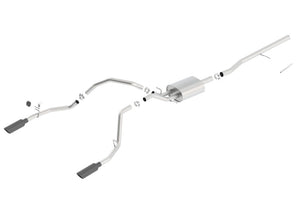 Borla 14 Silv/Sierra C/B Exhaust ATAK 1500 5.3L V8 AT/MT 2&4WD Ext Cab (78.7) WB - Black Chrome