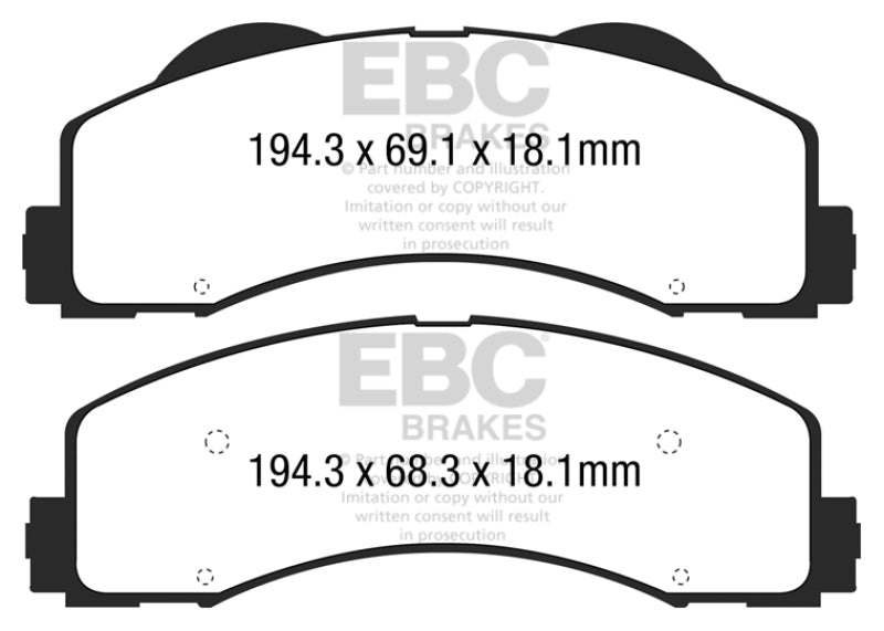 EBC 15+ Ford F150 2.7 Twin Turbo (2WD) Redstuff Front Brake Pads