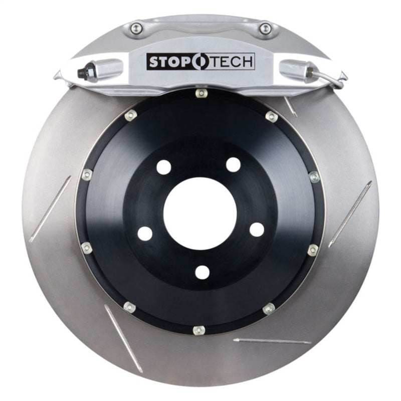 StopTech 06+ Honda Civic Si Front BBK w/Silver ST-40 Calipers Slotted 328x28mm Rotors Pads and SS