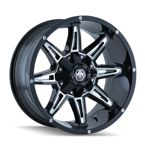 Mayhem 8090 Rampage 20x9 / 6x135 BP / 0mm Offset / 106mm Hub Black w/ Milled Spokes Wheel