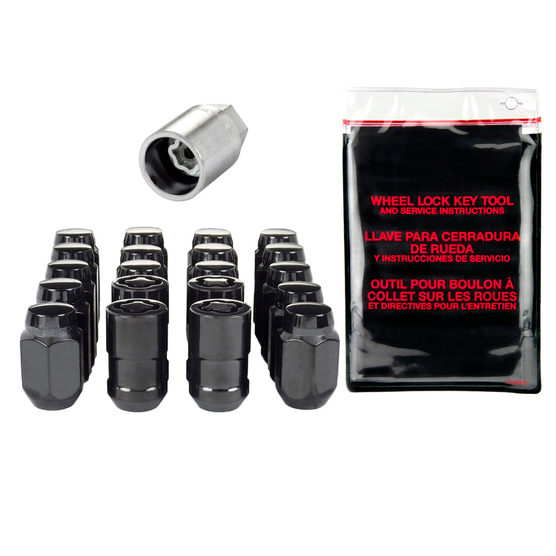 McGard 5 Lug Hex Install Kit w/Locks (Cone Seat Nut) M12X1.5 / 13/16 Hex / 1.5in. Length - Black