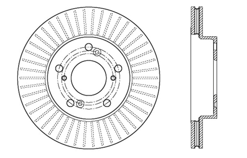 StopTech 12-15 Honda Civic DX /Hybrid /LX /SE /Hybrid-L Drilled Right Front Rotor