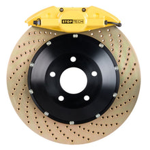 Load image into Gallery viewer, StopTech 03-06 Evo 7-9 Rear BBK w/ Yellow ST-22 Calipers Drilled Zinc 328x28mm Rotors/Pads/SS Lines
