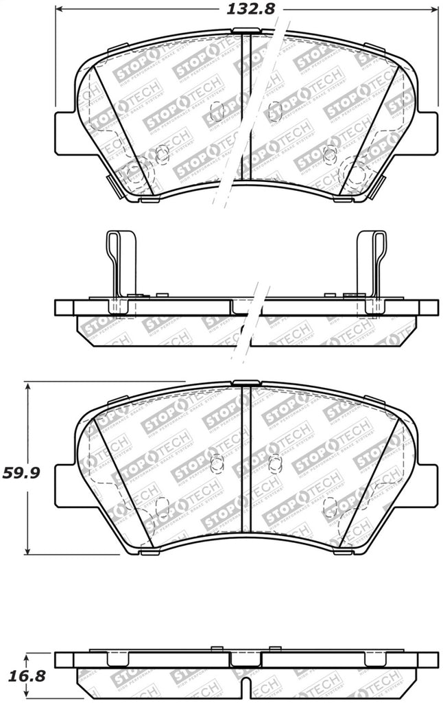 StopTech Street Select Brake Pads w/Hardware - Front