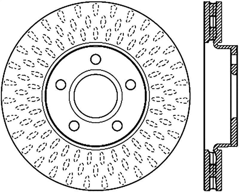 StopTech Power Slot 12-16 Ford Focus Sport Slotted Cyro Front Right Rotor