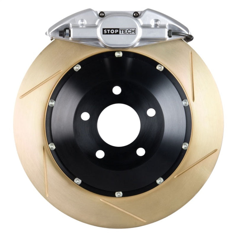 StopTech 02-05 WRX / 02-09 Impreza 2.5RS/2.5i Rear 2 Piston 328x28 Silver Zinc Coated Slotted Rotors