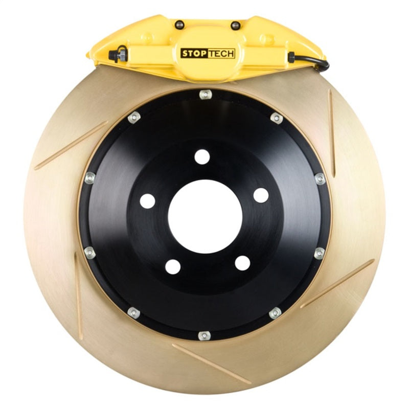 StopTech BBK 05-06 Subaru Legacy GT Rear 2 Piston Yellow Calipers 328x28 Zinc Slotted Rotors