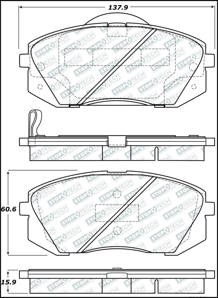 StopTech Street Select Brake Pads w/Hardware - Front