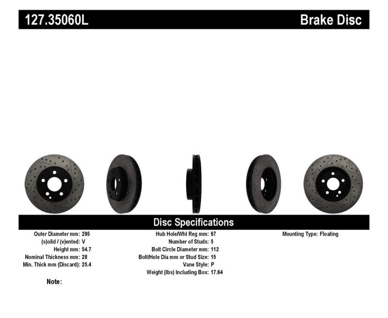 StopTech Slotted & Drilled Sport Brake Rotor