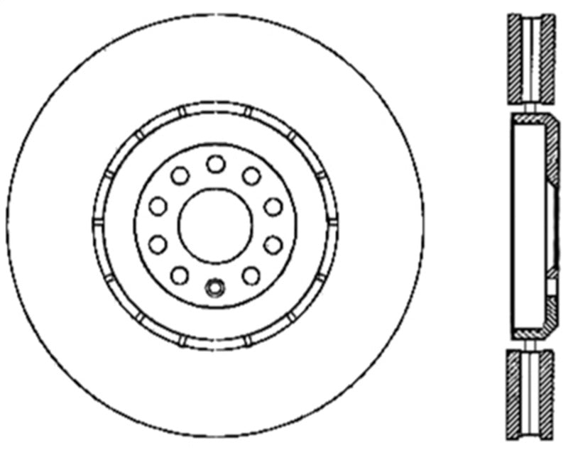 StopTech Power Slot 04-06 Audi TT Quattro / 04 VW Golf R32 Right Front Slotted CRYO Rotor